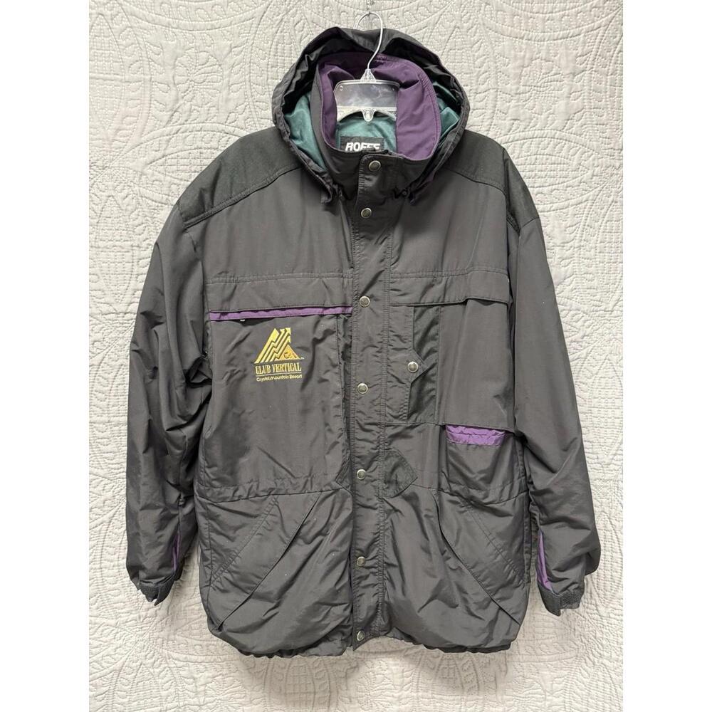 Roffe Mens Ski Winter Jacket Coat Size‎ Large  Black w/ Purple Challenge